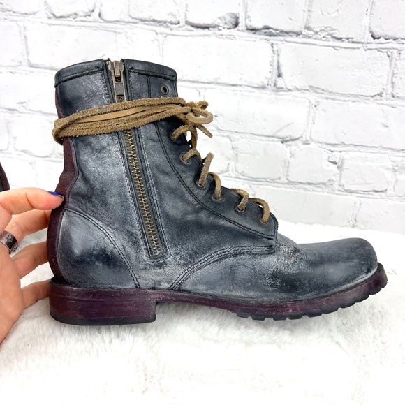 🚫SOLD|•FREEBIRD🦅BY STEVEN•| 'Chute' Manchester Combat Biker Boots Size 9 Black - Picture 5 of 16